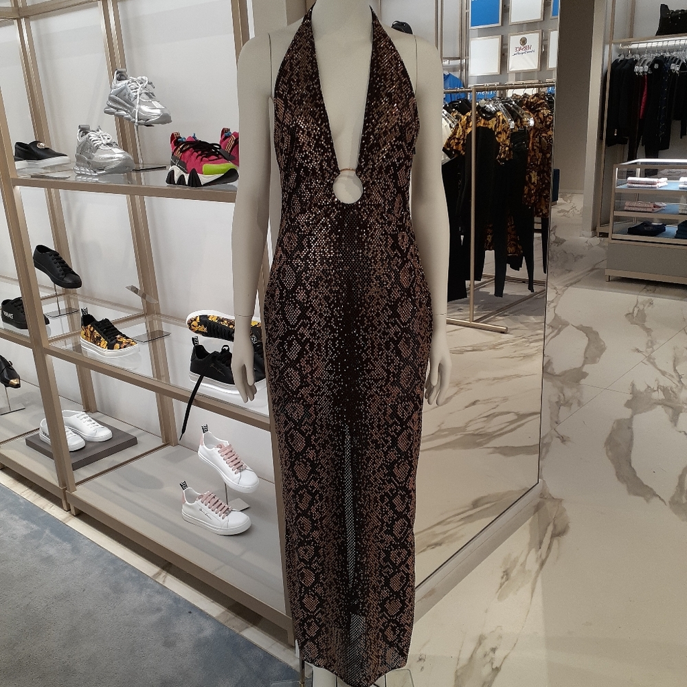 Versace Python Print Long Evening Gown